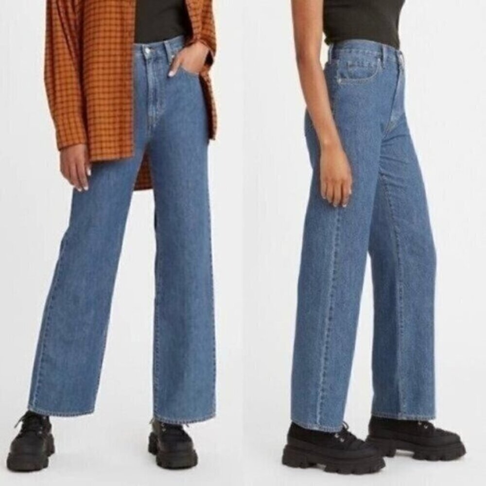 NWT Levi's High Rise Straight Leg Jeans Size 30 Cropped Denim Dark Blue Wash